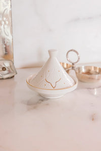 White Engraved Small Tajine