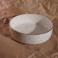 Large Straight Salad Bowl - White engraved