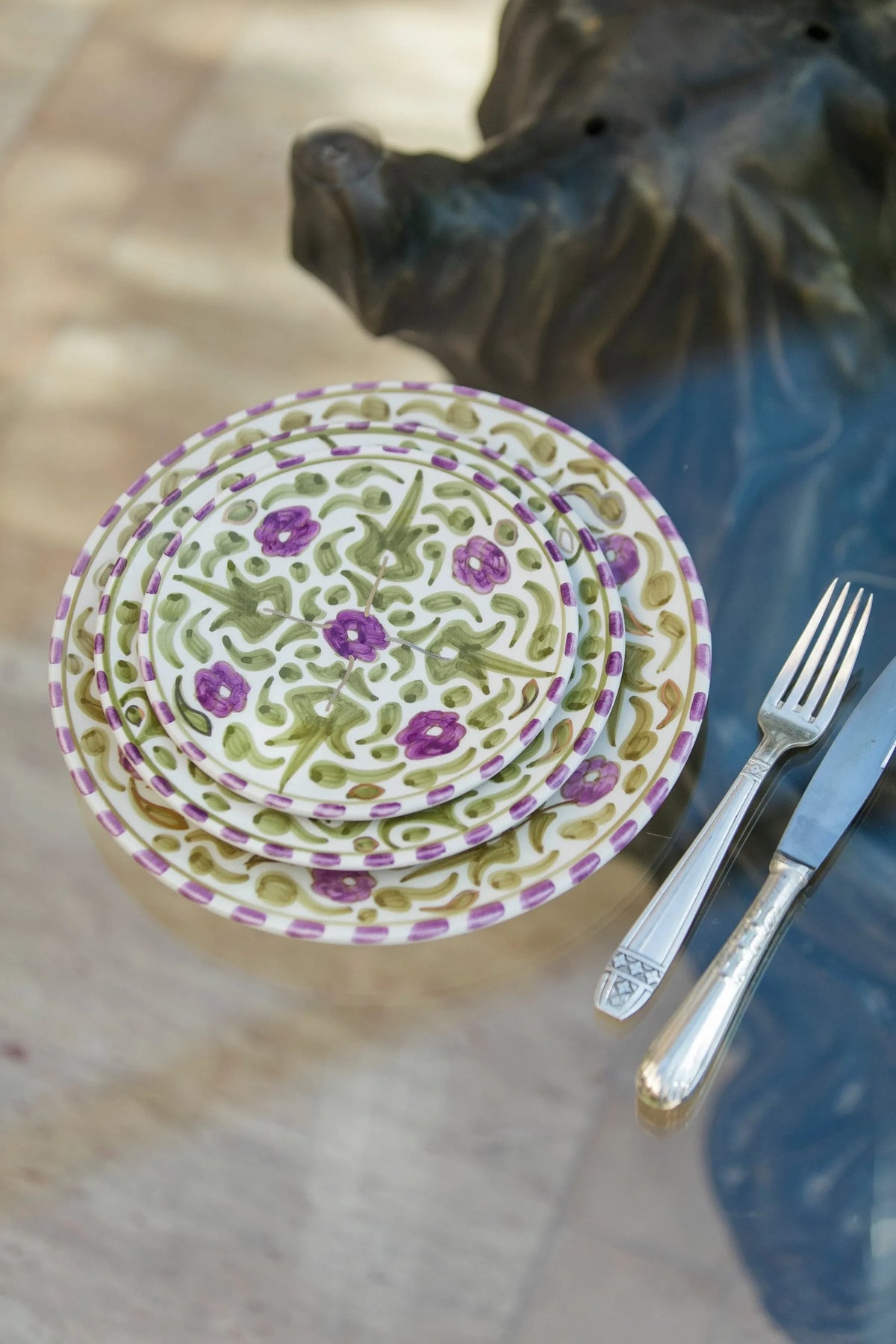 ASSIETTES PLATES · FLEUR DU MAROC IRIS · KAKI · LILAS