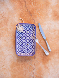 Plateau de service rectangle Fassia bleu majorelle gold
