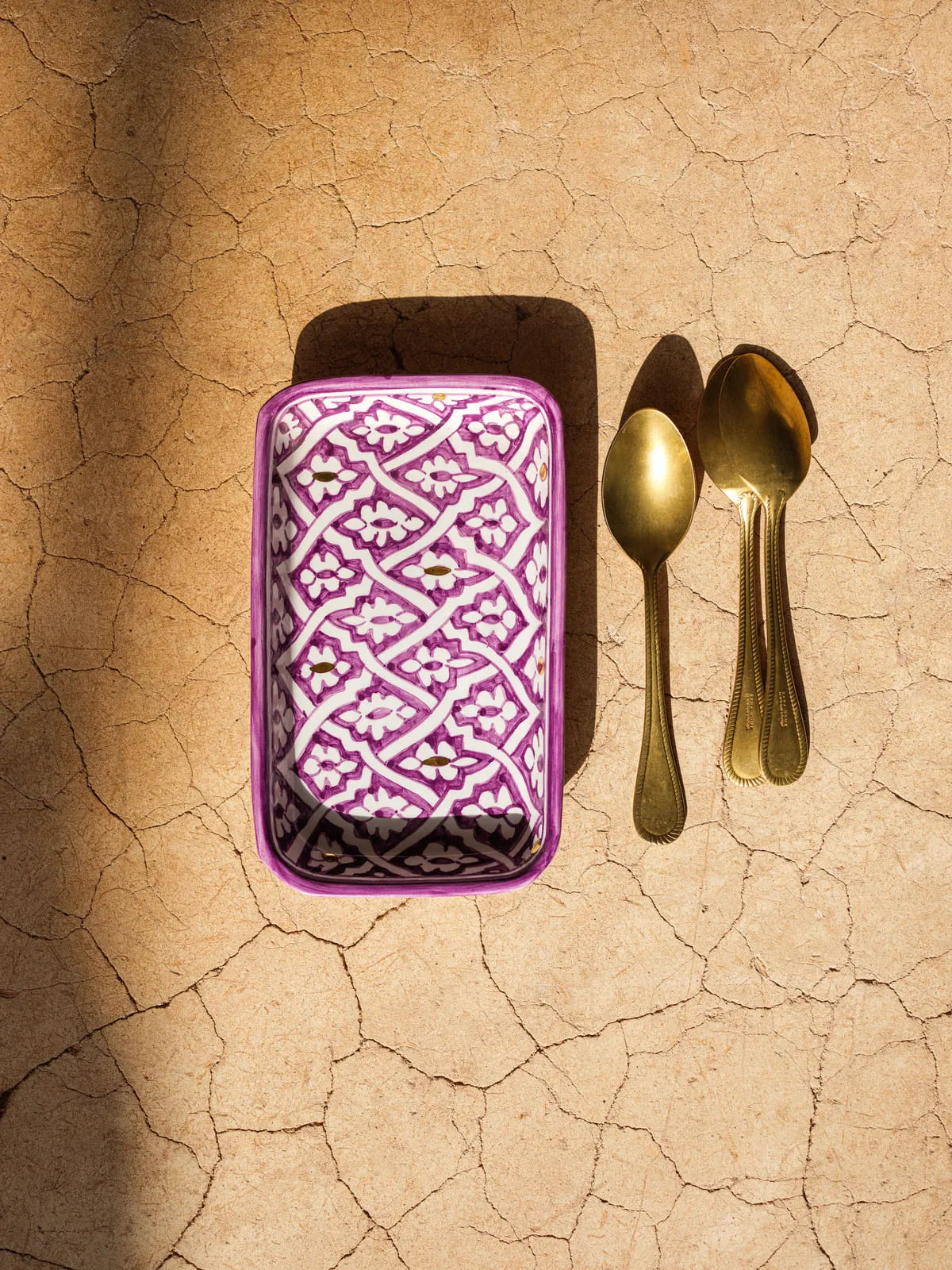 plateau de service rectangle Fassia lilas gold