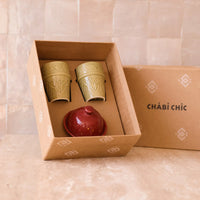 COFFRET CADEAU · coffret 2 moyennes tasses et un beurrier bougainvilliers gold 1