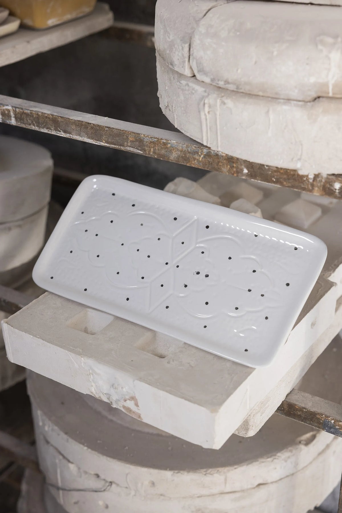 PLATEAU LONG RECTANGLE · BLANC · Empreinte · EMPREINTE ARGENT