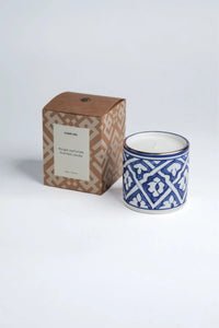 BOUGIE PARFUMÉE FLEUR D'ORANGER · bleu majorelle · Fassia · parfum fleur d'oranger