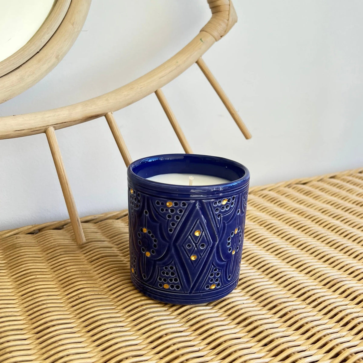 BOUGIE PARFUMÉE FLEUR D'ORANGER · bleu majorelle · Empreinte · parfum fleur d'oranger
