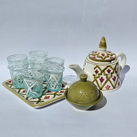 Mida Tea party - Recycled Glass with Khaki Sugar Bowl