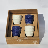 علبة إسبريسو - 4 أكواب Engraved White/BlueMajorelle