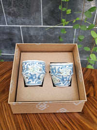 Espresso Box - 2 Cups Flowers BlueStone
