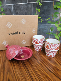 Giftbox - 2 70s Cups & Red Sugar Bowl