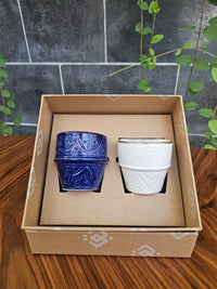 Espresso Box - 2 Cups Blue Majorelle/white